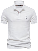 Men's Giraffe Embroidered Short Sleeve Polo - Diverse Creations & CompanyPolo shirtWhite