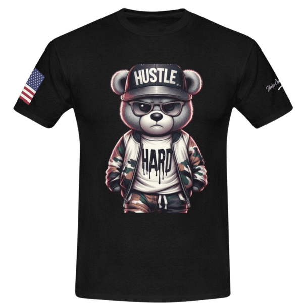 Men's Hustle Hard Bear T - shirt - Diverse Creations & CompanyMen's t shirtBlack