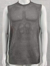 Men's Openwork Round Neck Sleeveless Knit Top - Diverse Creations & CompanySleeveless shirtGray