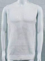 Men's Openwork Round Neck Sleeveless Knit Top - Diverse Creations & CompanySleeveless shirtWhite