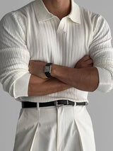 Men's Plus Size Collared Neck Long Sleeve Polo - Diverse Creations & CompanyPolo shirtBrown