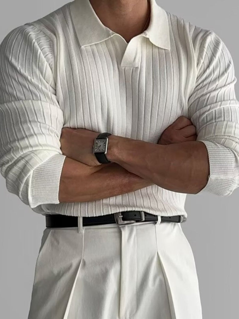 Men's Plus Size Collared Neck Long Sleeve Polo - Diverse Creations & CompanyPolo shirtBrown