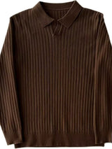 Men's Plus Size Collared Neck Long Sleeve Polo - Diverse Creations & CompanyPolo shirtBrown