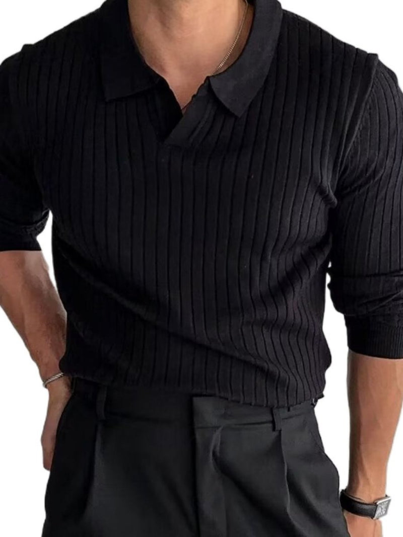 Men's Plus Size Collared Neck Long Sleeve Polo - Diverse Creations & CompanyPolo shirtBrown