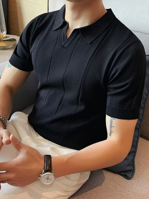 Men's Plus Size Collared Neck Short Sleeve Polo - Diverse Creations & CompanyPolo shirtBlack