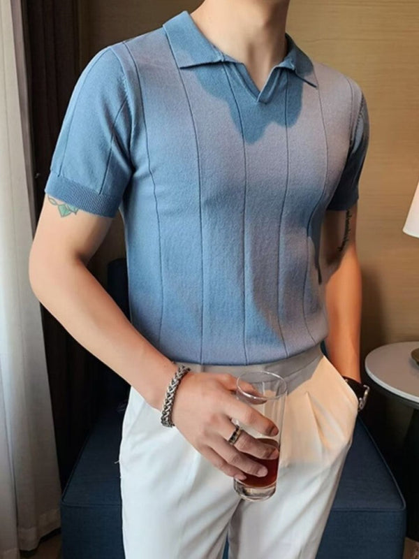 Men's Plus Size Collared Neck Short Sleeve Polo - Diverse Creations & CompanyPolo shirtDusty Blue