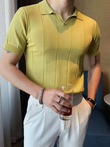 Men's Plus Size Collared Neck Short Sleeve Polo - Diverse Creations & CompanyPolo shirtLight Yellow