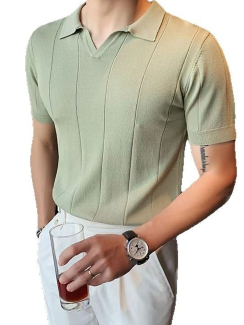 Men's Plus Size Collared Neck Short Sleeve Polo - Diverse Creations & CompanyPolo shirtLight Yellow