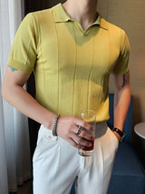 Men's Plus Size Collared Neck Short Sleeve Polo - Diverse Creations & CompanyPolo shirtLight Yellow