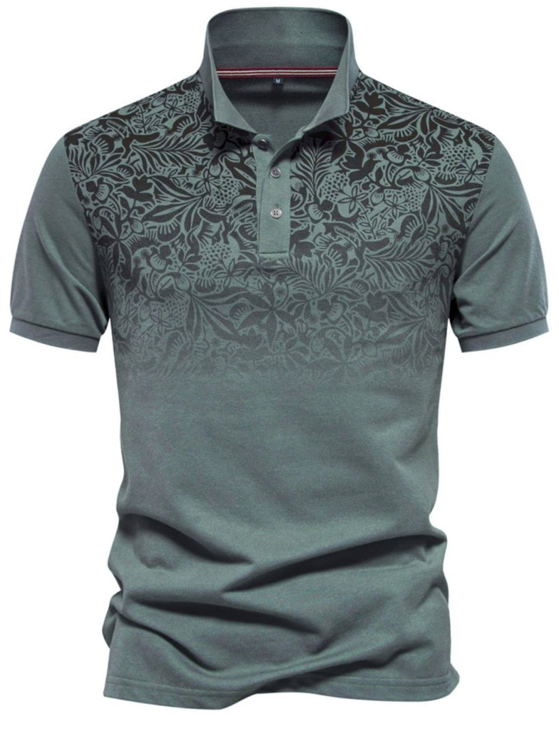 Men's Printed Collared Neck Short Sleeve Polo - Diverse Creations & CompanyPolo shirtAir Force Blue
