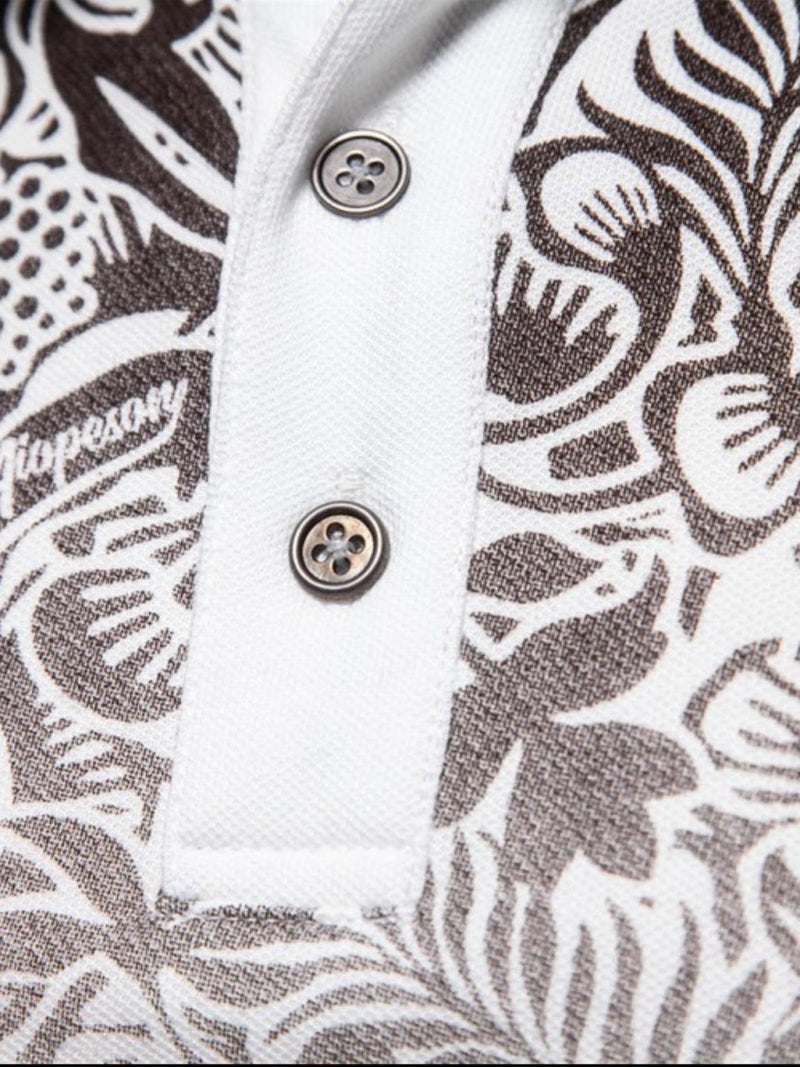 Men's Printed Collared Neck Short Sleeve Polo - Diverse Creations & CompanyPolo shirtIvory