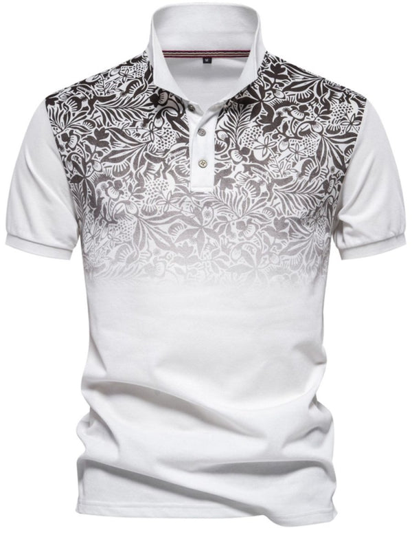 Men's Printed Collared Neck Short Sleeve Polo - Diverse Creations & CompanyPolo shirtIvory