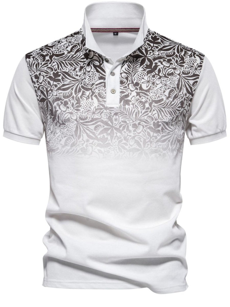 Men's Printed Collared Neck Short Sleeve Polo - Diverse Creations & CompanyPolo shirtIvory
