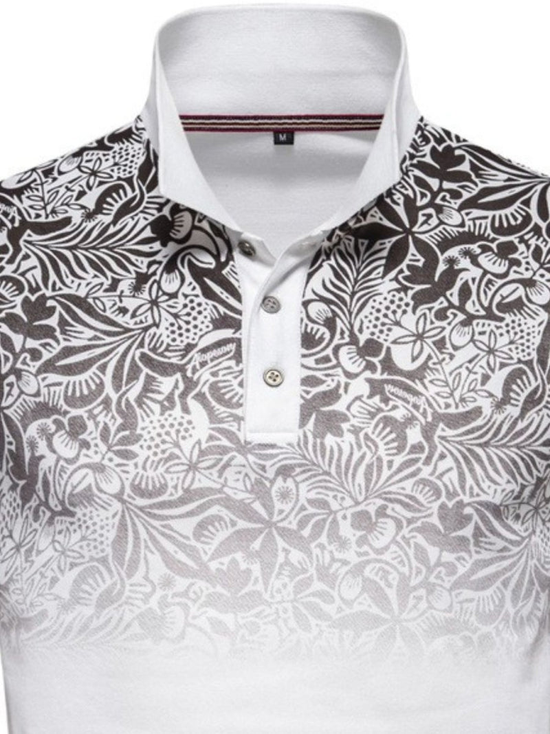 Men's Printed Collared Neck Short Sleeve Polo - Diverse Creations & CompanyPolo shirtIvory