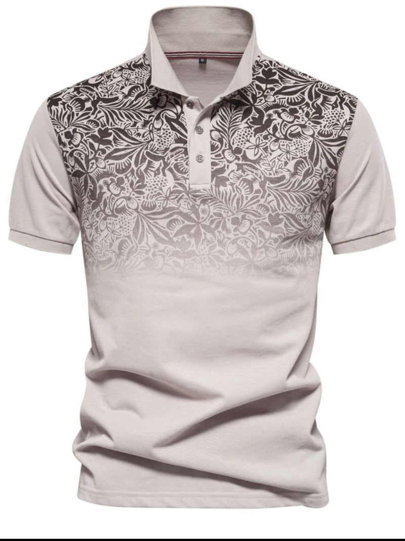 Men's Printed Collared Neck Short Sleeve Polo - Diverse Creations & CompanyPolo shirtKhaki