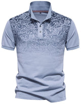 Men's Printed Collared Neck Short Sleeve Polo - Diverse Creations & CompanyPolo shirtLight Blue