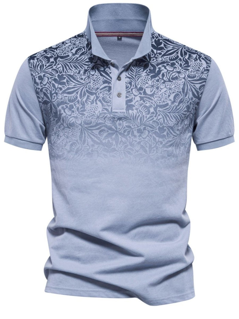 Men's Printed Collared Neck Short Sleeve Polo - Diverse Creations & CompanyPolo shirtLight Blue