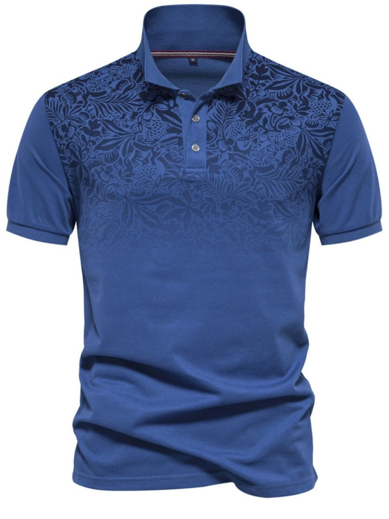 Men's Printed Collared Neck Short Sleeve Polo - Diverse Creations & CompanyPolo shirtRoyal Blue