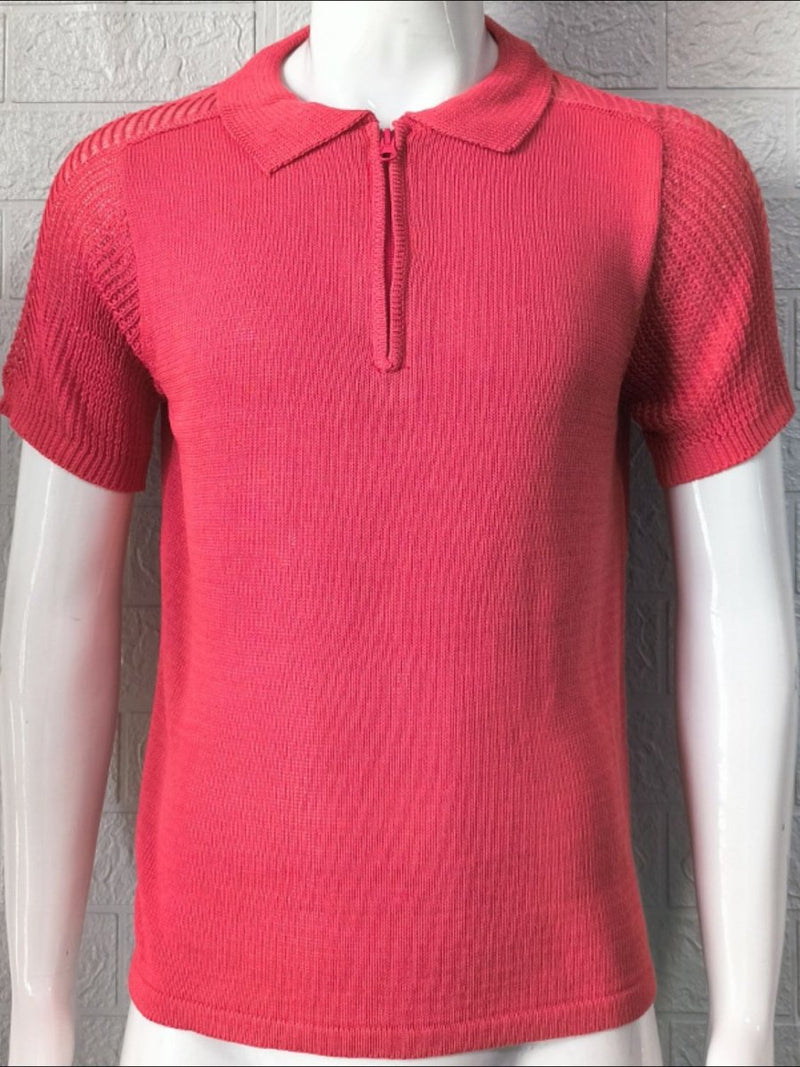 Men's Quarter Zip Knit Polo – Collared Neck, Stretch Fit, Casual Style - Diverse Creations & CompanyPolo shirtStrawberry