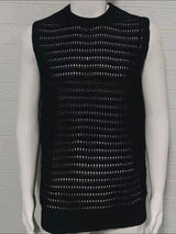Men's Round Neck Hollow Out Sleeveless Knit Top - Diverse Creations & CompanySleeveless shirtBlack