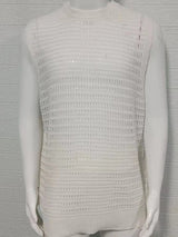 Men's Round Neck Hollow Out Sleeveless Knit Top - Diverse Creations & CompanySleeveless shirtIvory