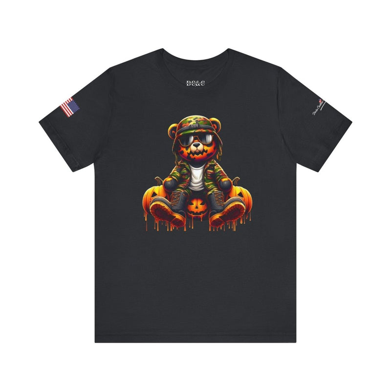 Military Pumpkin Face Bear Tee - Diverse Creations & CompanyMilitary Halloween T-ShirtVintage Black