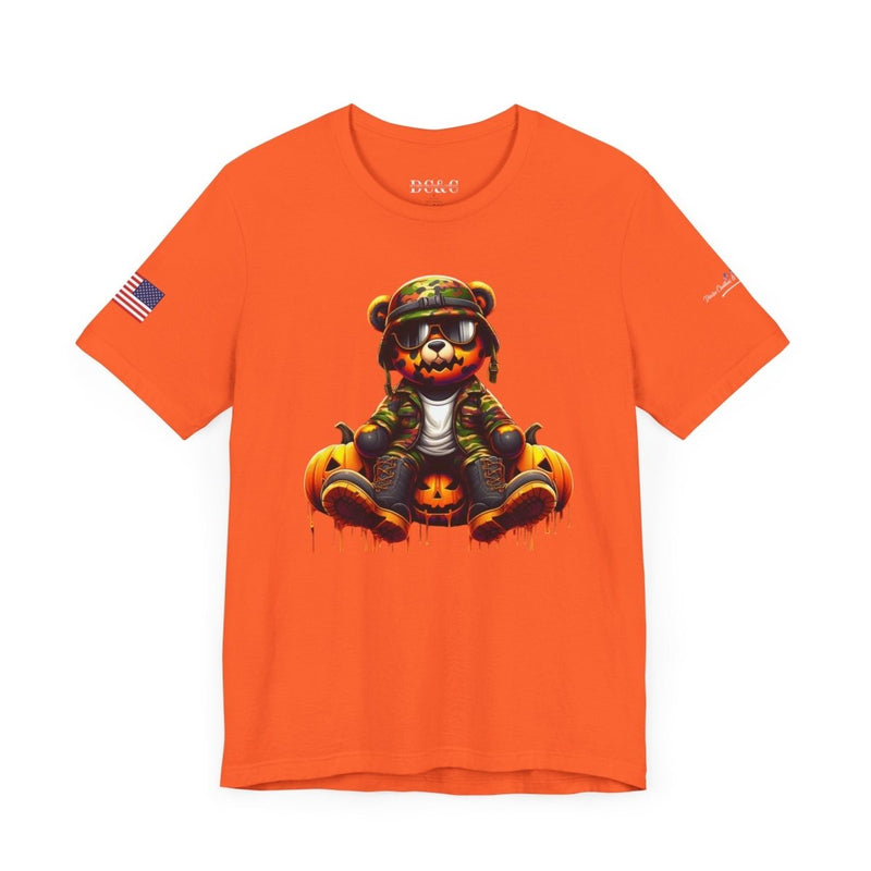 Military Pumpkin Face Bear Tee - Diverse Creations & CompanyMilitary Halloween T-ShirtVintage Black