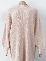 Mock Neck Dropped Shoulder Sweater Dress - Diverse Creations & Companysweater dressBlush Pink