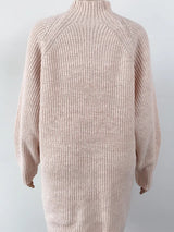 Mock Neck Dropped Shoulder Sweater Dress - Diverse Creations & Companysweater dressBlush Pink