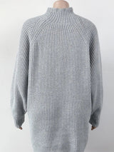 Mock Neck Dropped Shoulder Sweater Dress - Diverse Creations & Companysweater dressCloudy Blue