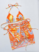 Multicolored Drawstring Ruched Three - Piece Swim Set - Diverse Creations & CompanySwimwear BikiniMulticolor