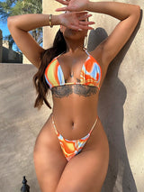 Multicolored Drawstring Ruched Three - Piece Swim Set - Diverse Creations & CompanySwimwear BikiniMulticolor