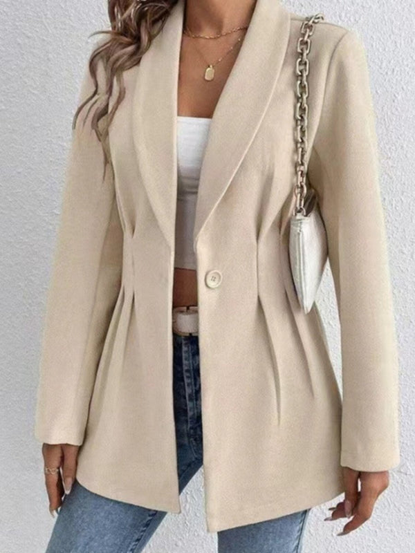 One Button Long Sleeve Blazer - Diverse Creations & CompanyOne Button Long Sleeve BlazerKhaki