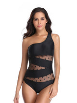 One Shoulder Polka Dot One - Piece Swimwear - Diverse Creations & CompanyOne Piece SwimsuitBlack