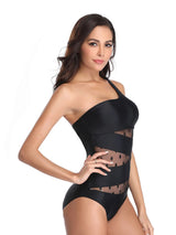 One Shoulder Polka Dot One - Piece Swimwear - Diverse Creations & CompanyOne Piece SwimsuitBlack