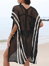 Open Front Contrast Openwork Cover - Up - Diverse Creations & CompanyCover - Ups swimwearBlack