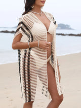 Open Front Contrast Openwork Cover - Up - Diverse Creations & CompanyCover - Ups swimwearTan