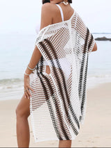 Open Front Contrast Openwork Cover - Up - Diverse Creations & CompanyCover - Ups swimwearWhite