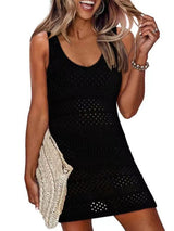 Openwork Scoop Neck Cover Up - Diverse Creations & CompanyCover - Ups swimwearBlack