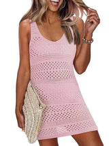 Openwork Scoop Neck Cover Up - Diverse Creations & CompanyCover - Ups swimwearDusty Pink