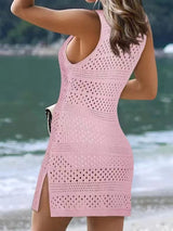 Openwork Scoop Neck Cover Up - Diverse Creations & CompanyCover - Ups swimwearDusty Pink