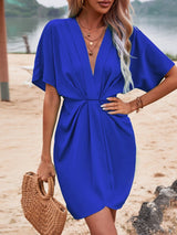 Plunge Short Sleeve Mini Dress - Diverse Creations & CompanyShort Sleeve Mini DressRoyal Blue