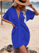 Plunge Short Sleeve Mini Dress - Diverse Creations & CompanyShort Sleeve Mini DressRoyal Blue