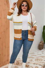 Plus Size Color Block Long Sleeve Cardigan - Diverse Creations & CompanyPlus Size Color Block Long Sleeve CardiganCream