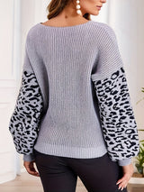 Plus Size Leopard Crisscross V - Neck Sweater - Diverse Creations & Companyplus size sweater womenHeather Gray