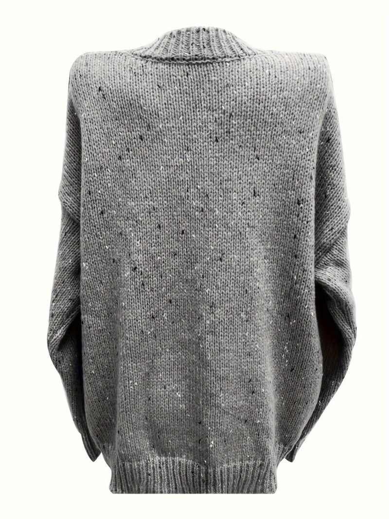 Plus Size Mock Neck Dropped Shoulder Sweater - Diverse Creations & CompanyPlus Size Mock Neck Dropped Shoulder SweaterDark Gray