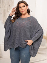 Plus Size Round Neck Batting Sleeve Sweater - Diverse Creations & CompanyPlus Size Round Neck Batting Sleeve SweaterCharcoal