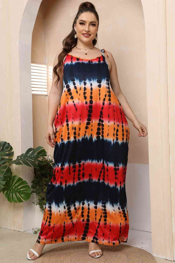 Plus Size Tie-Shoulder Maxi Dress - Diverse Creations & CompanyMaxi DressMulticolor