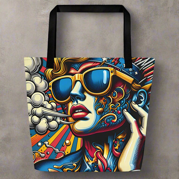 Pop Art Print Large Tote Bag - Diverse Creations & CompanyTote BagBlack