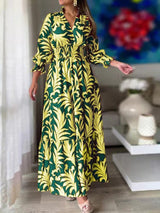 Printed Flounce Sleeve Maxi Dress - Diverse Creations & CompanyFloral Maxi DressDark Green